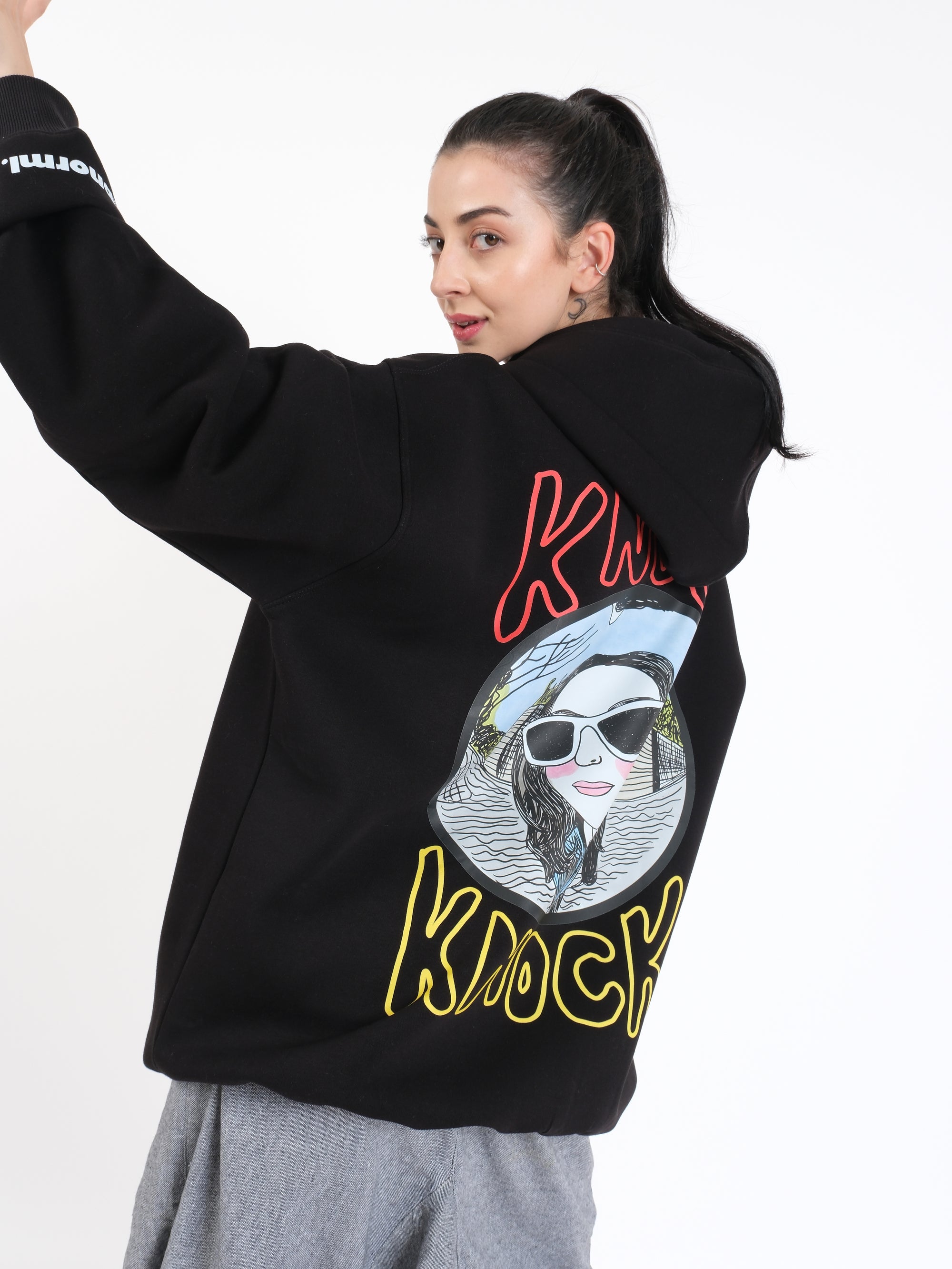 Knock Knock Oversized Graphic Hoodie