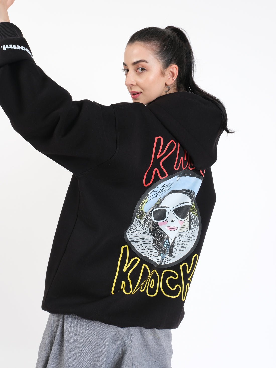 Knock Knock Oversized Graphic Hoodie