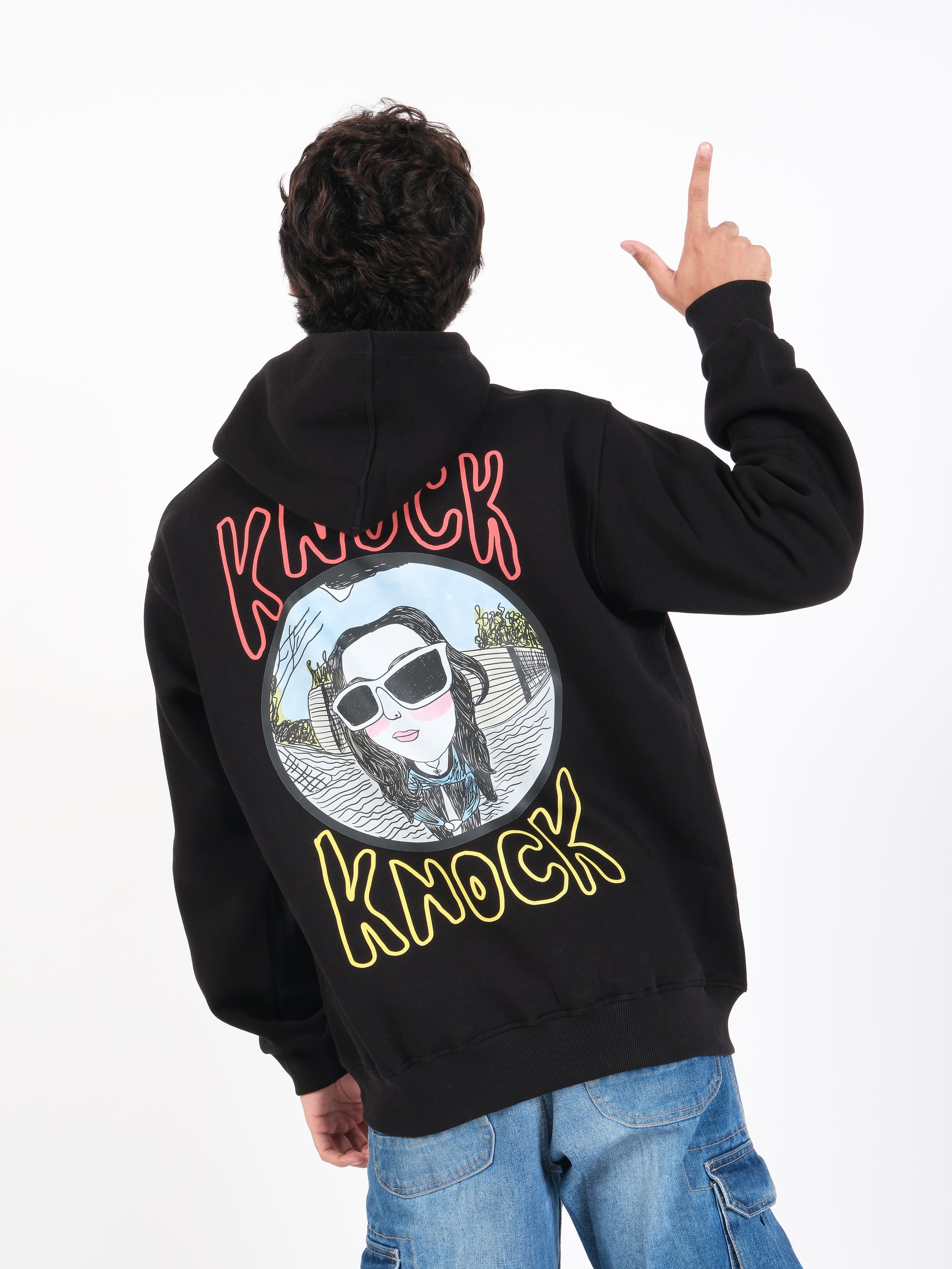 Knock Knock Oversized Graphic Hoodie