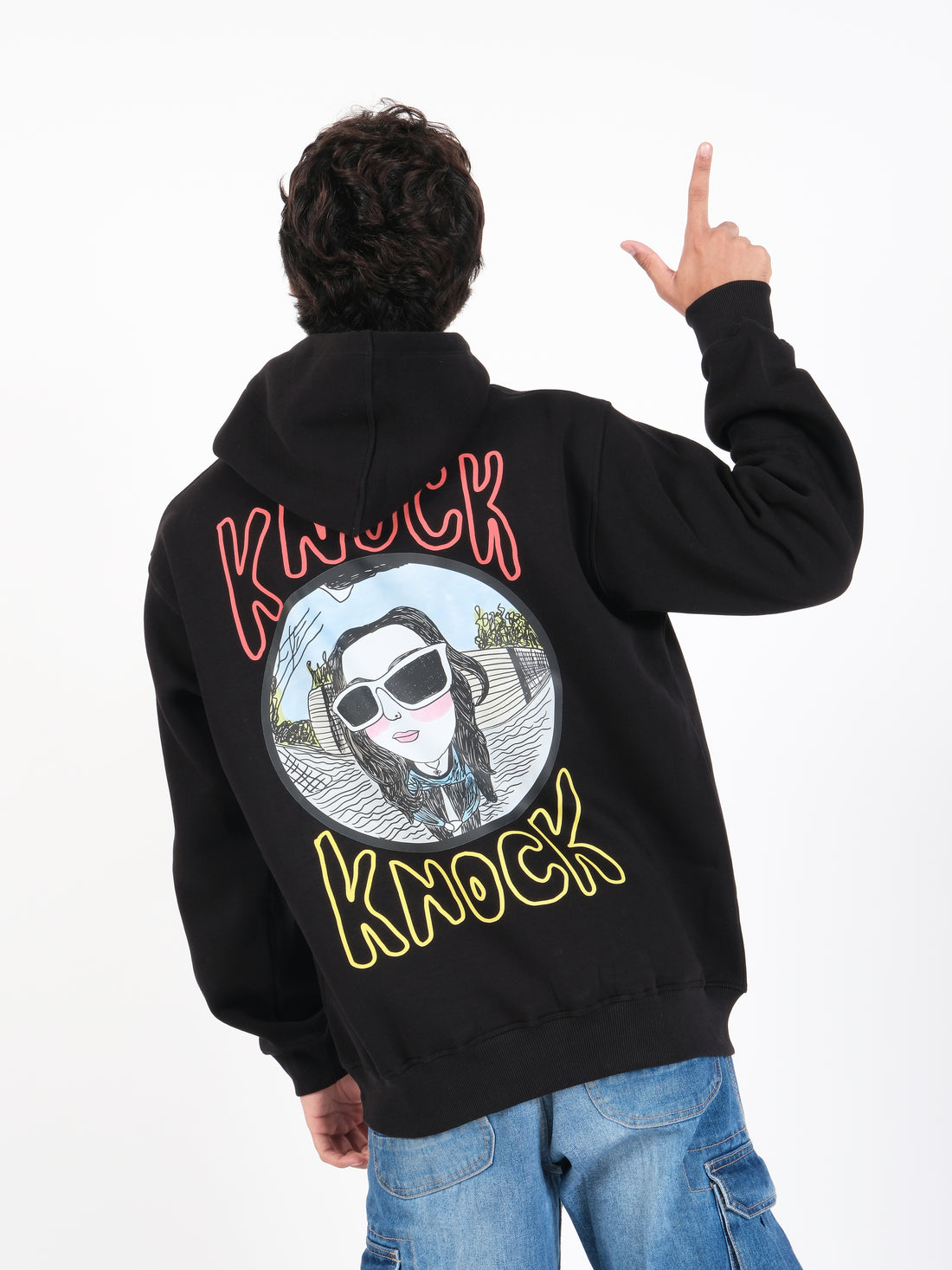 Knock Knock Oversized Graphic Hoodie