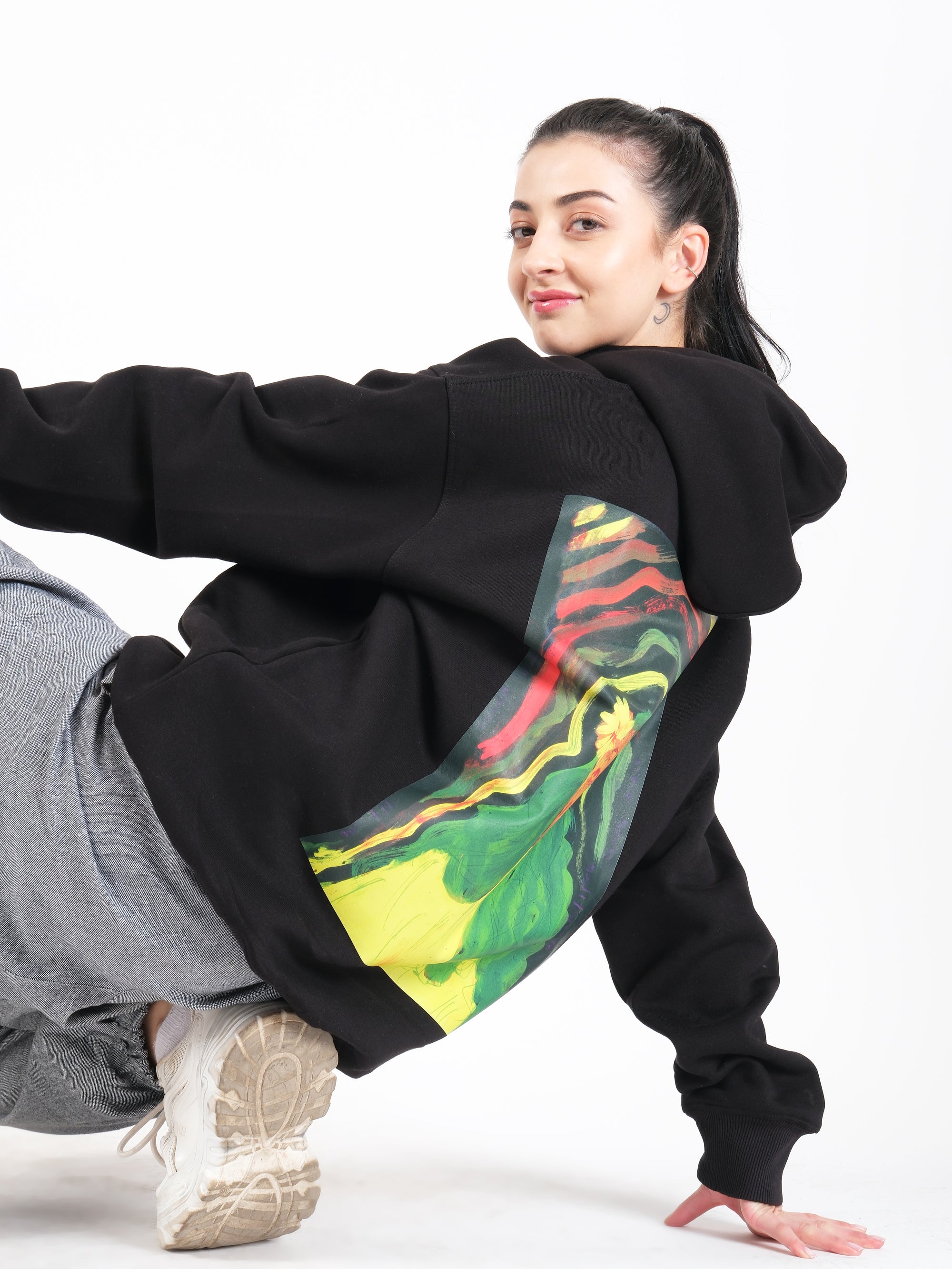 Straight Outta Gallery Oversized Graphic Hoodie