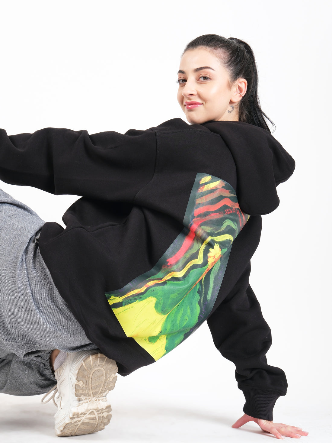 Straight Outta Gallery Oversized Graphic Hoodie