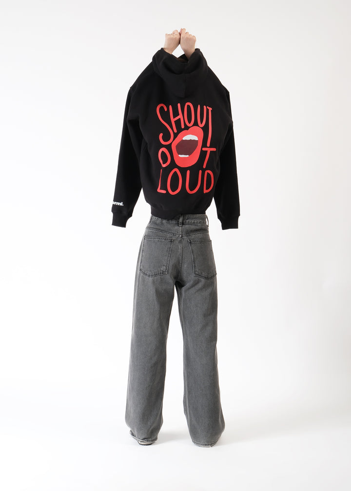 Shout Out Loud Oversized Graphic Hoodie